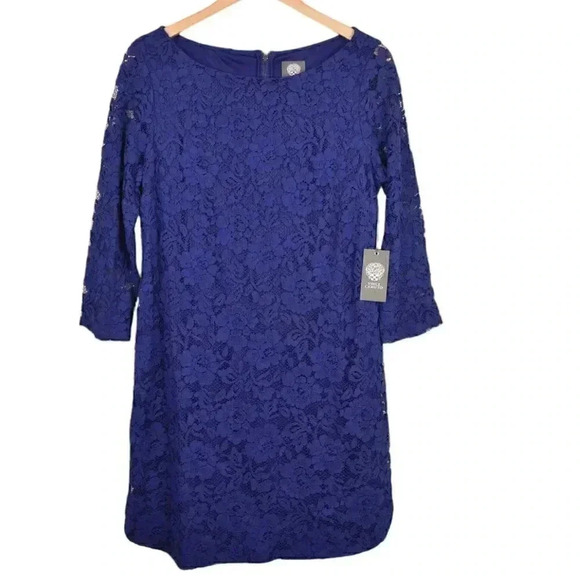 NWT Vince Camuto Lace Overlay Shift Mini Dress Size 14 - Picture 5 of 15